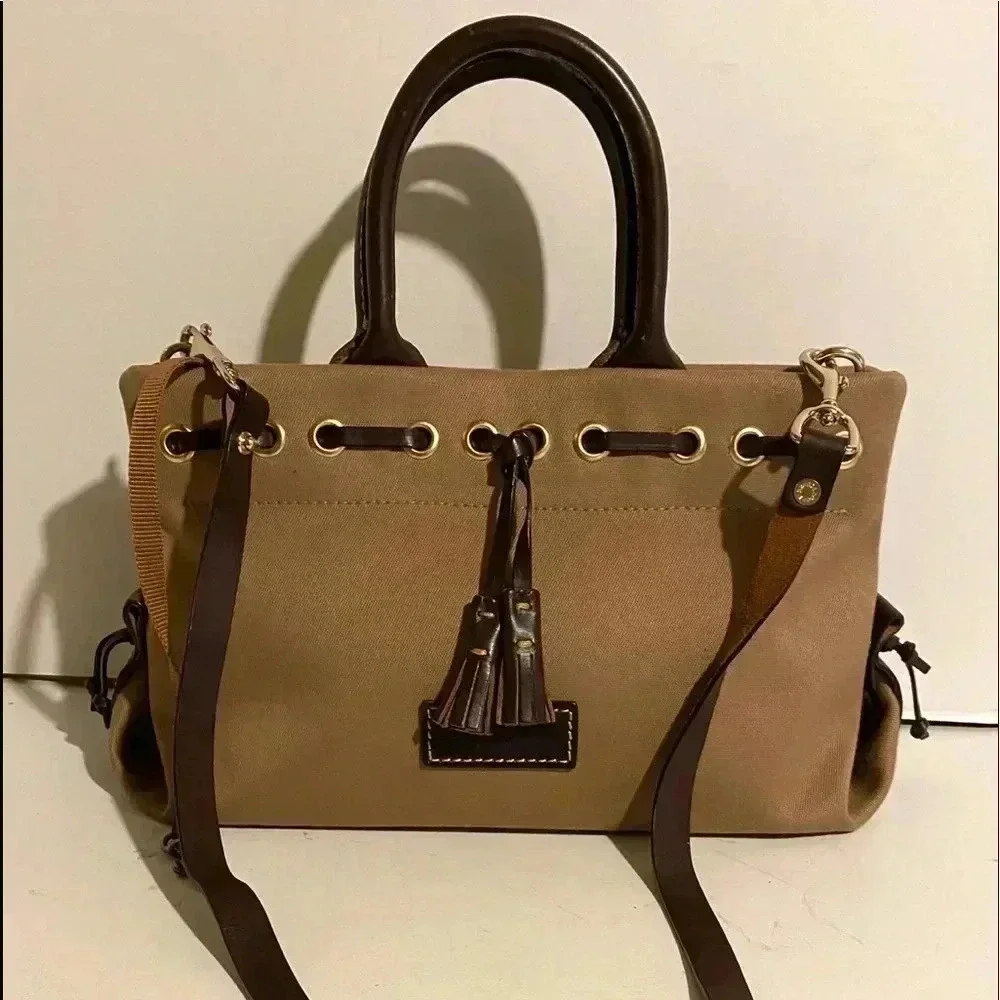 Dooney & Bourke beige brown canvas leather bag